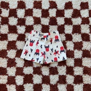 Vintage Kids' White Shorts with Western Print